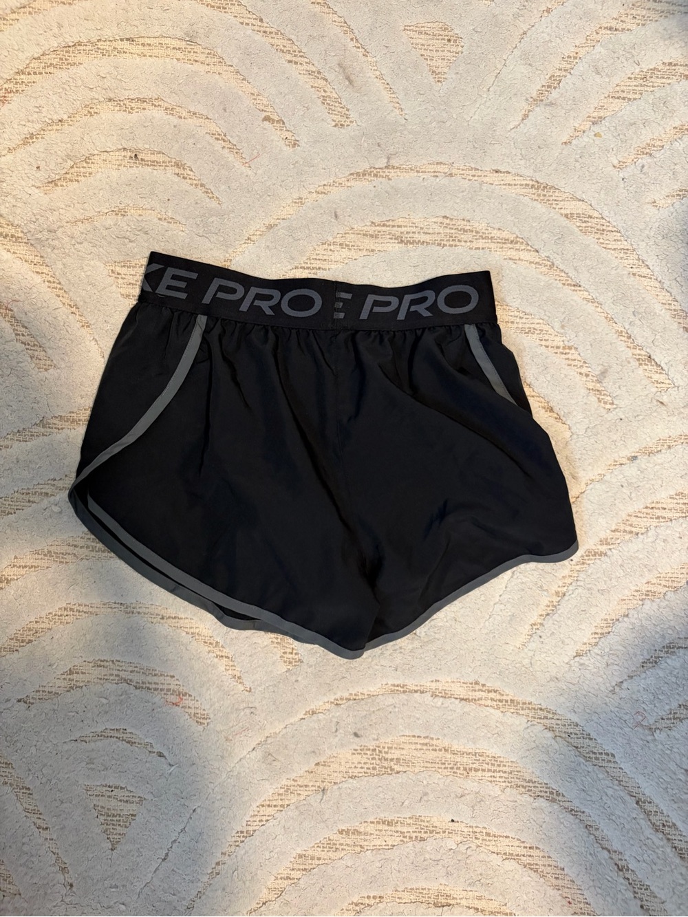 Nike Black Athletic Women's Running Shorts with Gray Trim - Picture 2 of 3